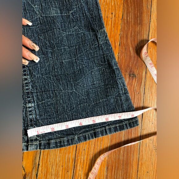 R.V.T || Vintage 90s Y2K Style Mid Rise Dark Wash Denim Flared Bootcut Jeans 14 - Picture 8 of 11